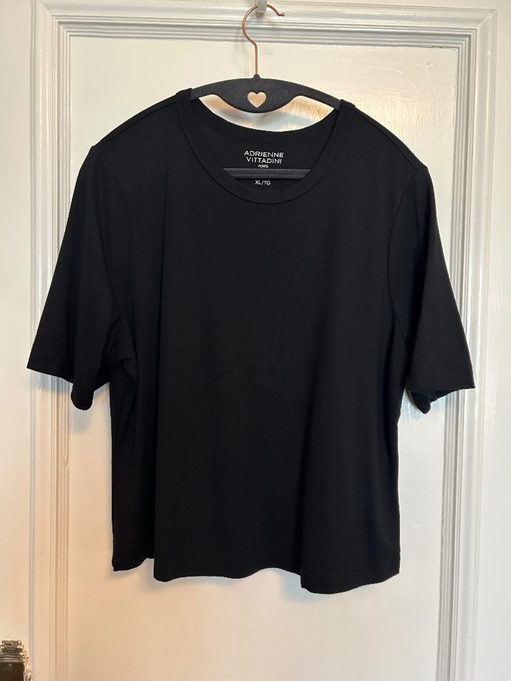 Adrienne Vittadini Ponte Black Short Sleeved Boxy T-Shirt Size XL